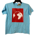 New Upcycled Hand Printed Youth Small Save Planet Earth Short Sleeve Tee Shirt