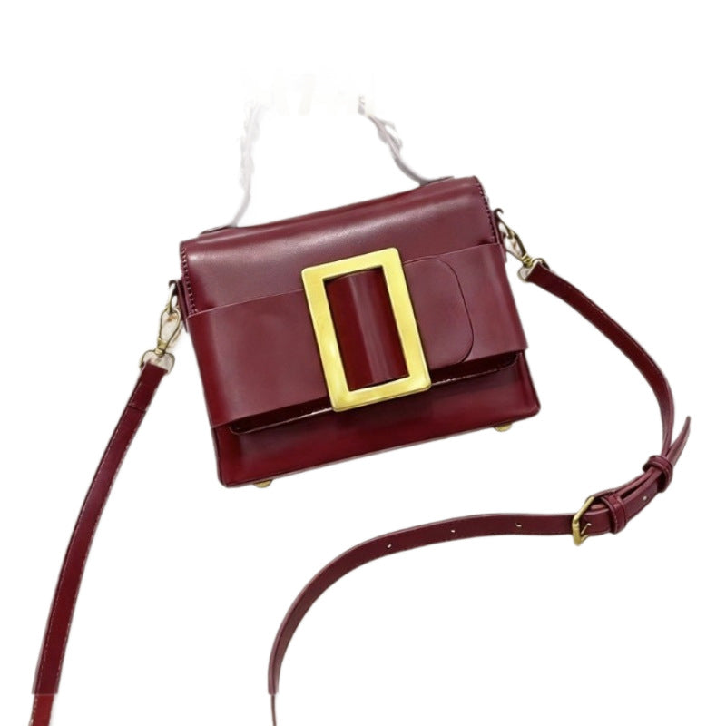 Women's Patent Leather Crossbody Bag - Sleek Compact Shoulder Bag with Adjustable Strap
