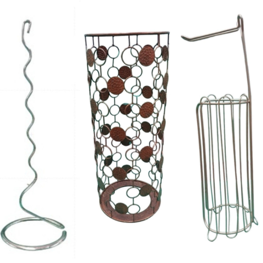 Lot of 3 Metal Silver Rusted Bathroom Toilet Paper Roll Holders