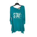 Upcycled Hand Printed Womens 3X Stay Tomorrow Needs You Long Sleeve Tee Shirt