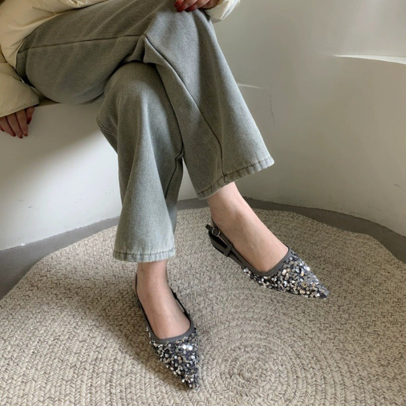 Women's Sequin Pointed-Toe Pumps | Elegant French-Style Heels