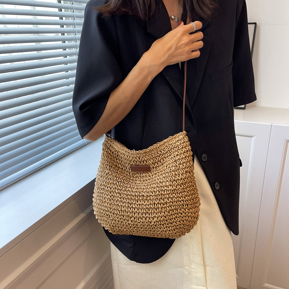 Women's Handwoven Straw Tote Bag | Beach Vacation Handbag | Woven Summer Tote