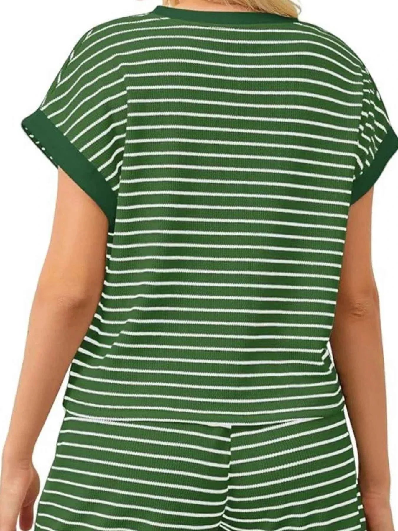 Striped Chic: Plus Size Top & Shorts Set