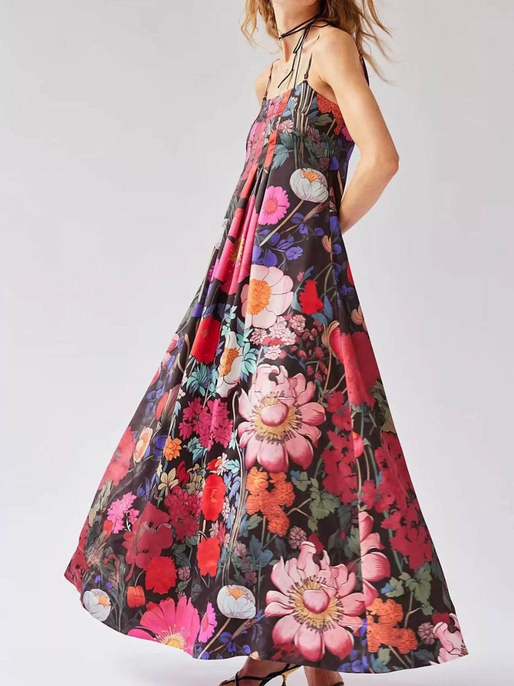 Floral Print Sleeveless Maxi Dress
