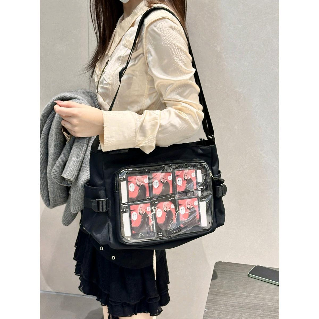 Women's Transparent Canvas Tote Bag - Artistic Single Shoulder Bag for Everyday Use