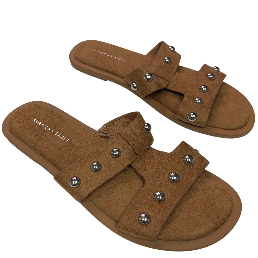 New American Eagle Womens US Size 6 Faux Suede Studded Flat Sandals