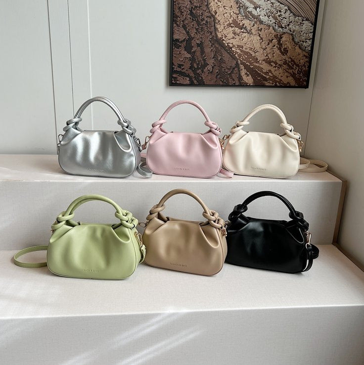 Women's Cloud Pleated Crossbody Bag - Minimalist PU Leather Shoulder Bag with Adjustable Strap