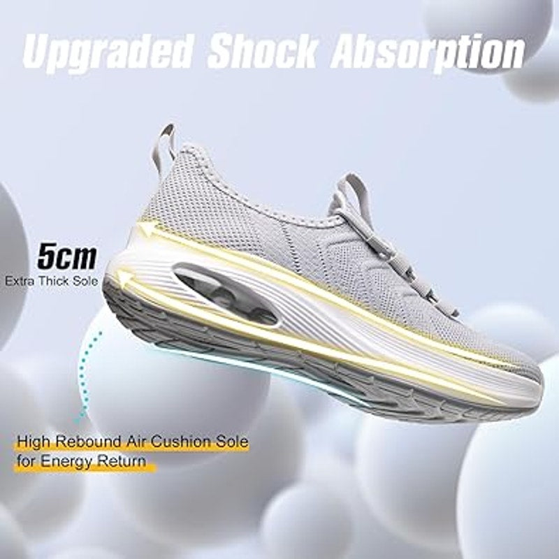 Womens Size 8.5W Wide Gray Lace Up Arch Support Air Cushion Athletic Shoes