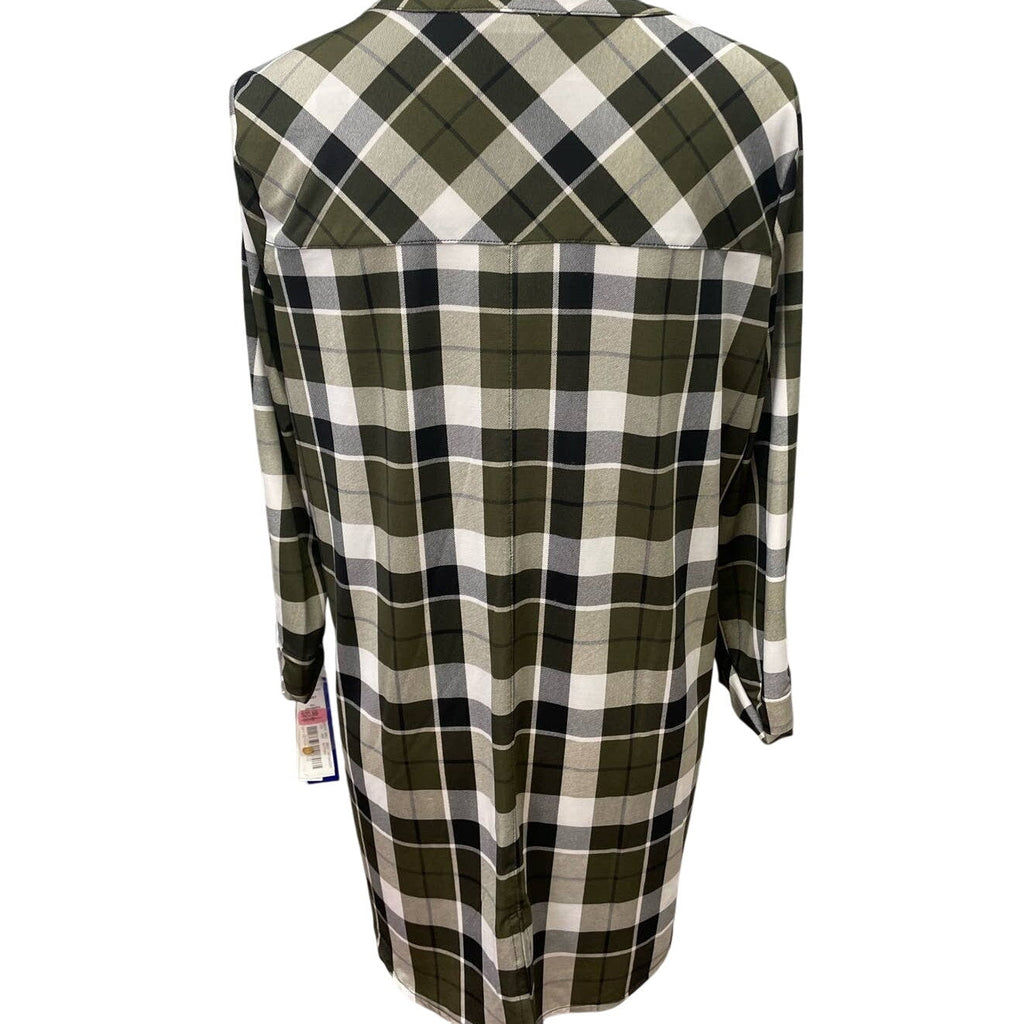 New Nygard Womens Medium Long Sleeve Plaid Henley Polyester Blend Shirt Top