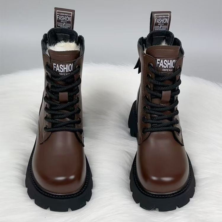 Women's Padded Insulated Winter Boots | Thick Sole, Side Zipper, Non-Slip – Black & Brown