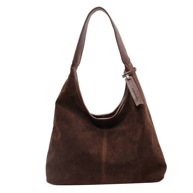 Women's Large-Capacity Tote Bag – Minimalist PU Leather Bucket Bag with Patchwork Detail