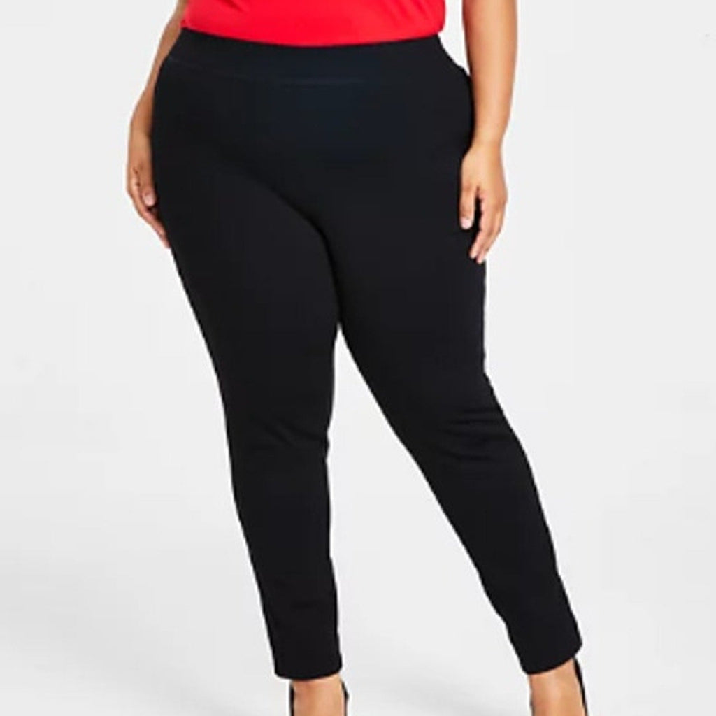 INC Womens Plus Size 26WP Skinny Pull-On Mid Rise Basic Black Ponte Pants