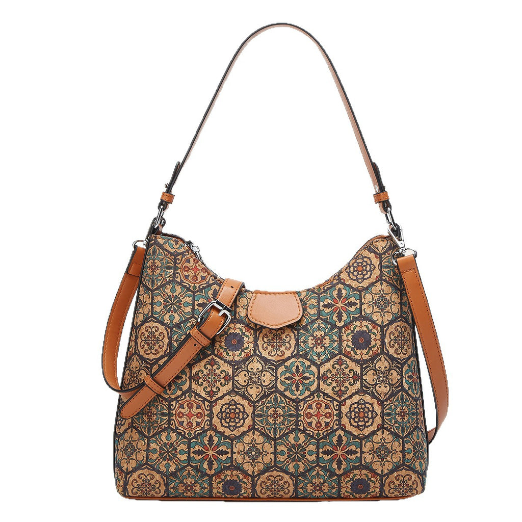 Women's Retro Ethnic Embroidered Tote Crossbody Bag with Multiple Compartments