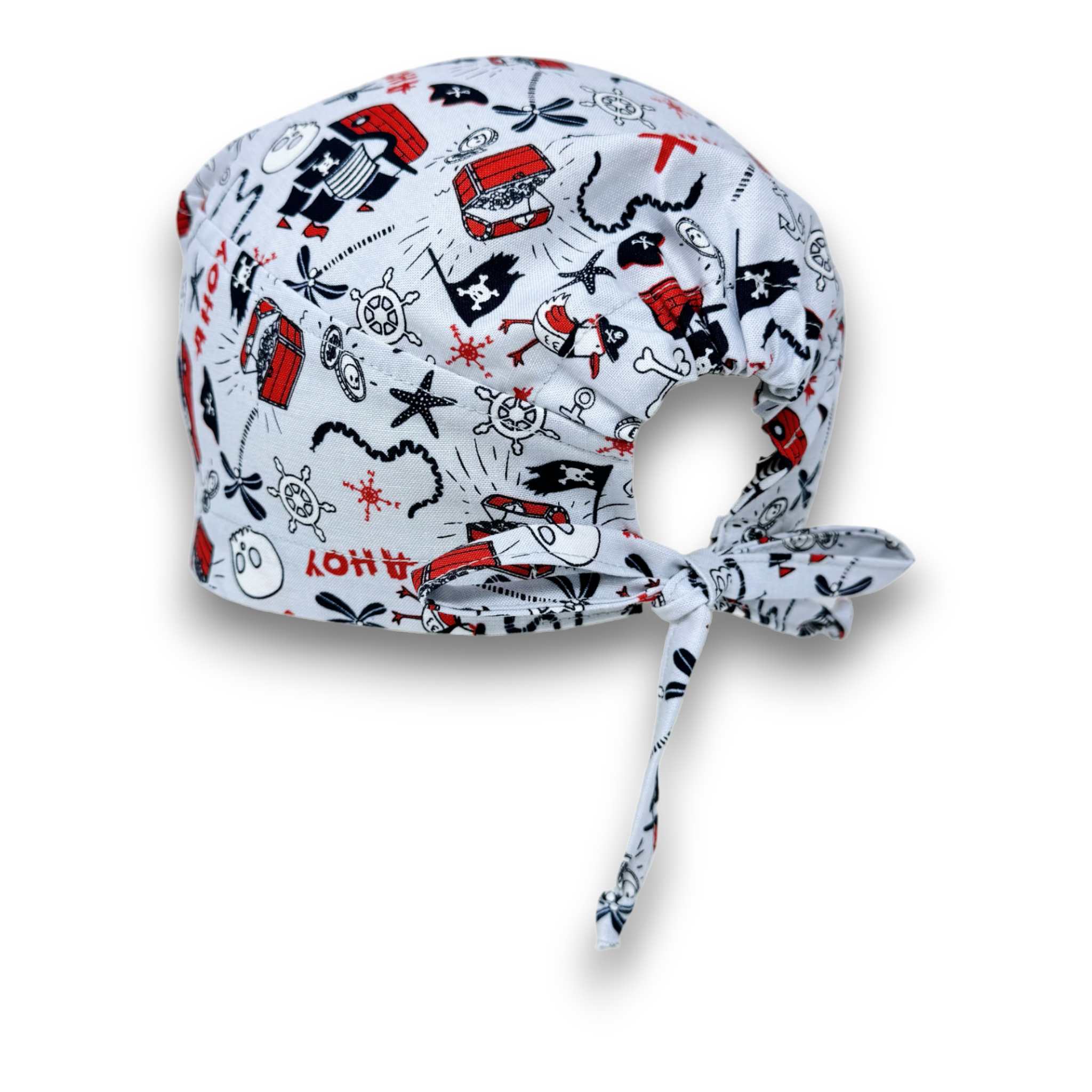 Funny Skull tie-back style surgical scrub cap for men by Paradise Caps.