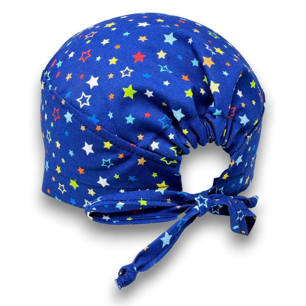 Star Skull tie-back style surgical scrub cap for men by Paradise Caps.