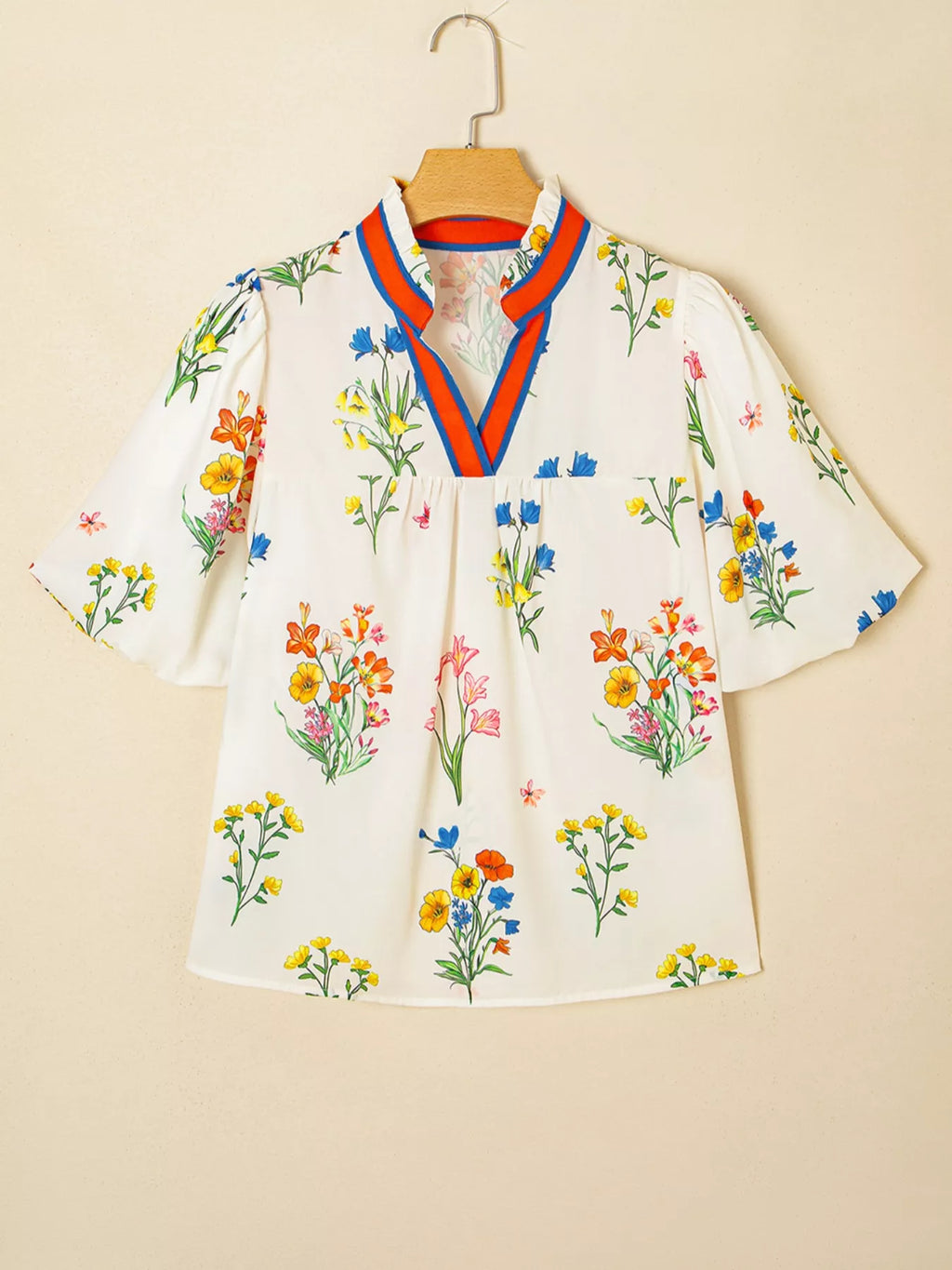Floral Print Puff Sleeve Blouse