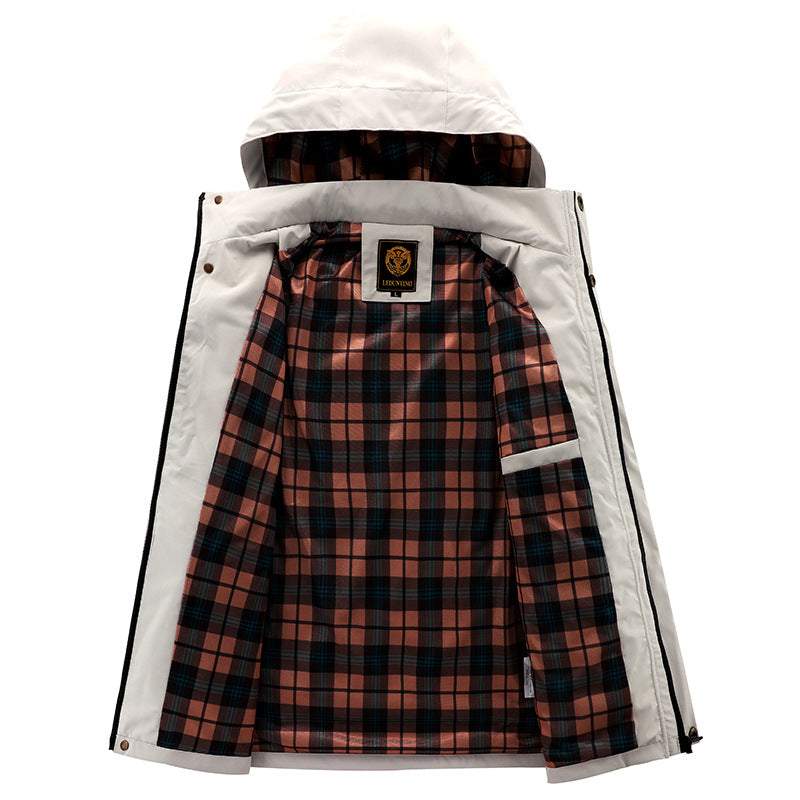 Fashion Men's Casual Windbreaker Jackets Hooded Jacket Man Waterproof Outdoor Soft Shell Winter Coat Clothing Warm Thick Tops