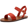 New Herstyle Womens Size 6.5 Red Flat Sandals Open Toe Ankle Strap Shoes