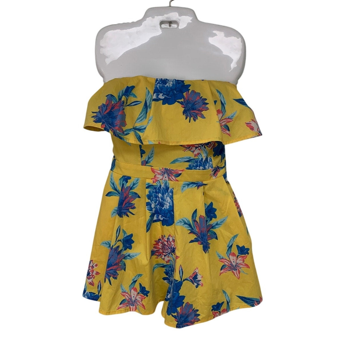 Flying Tomato Womens Large 100% Polyester Strapless Floral Back Zip Romper