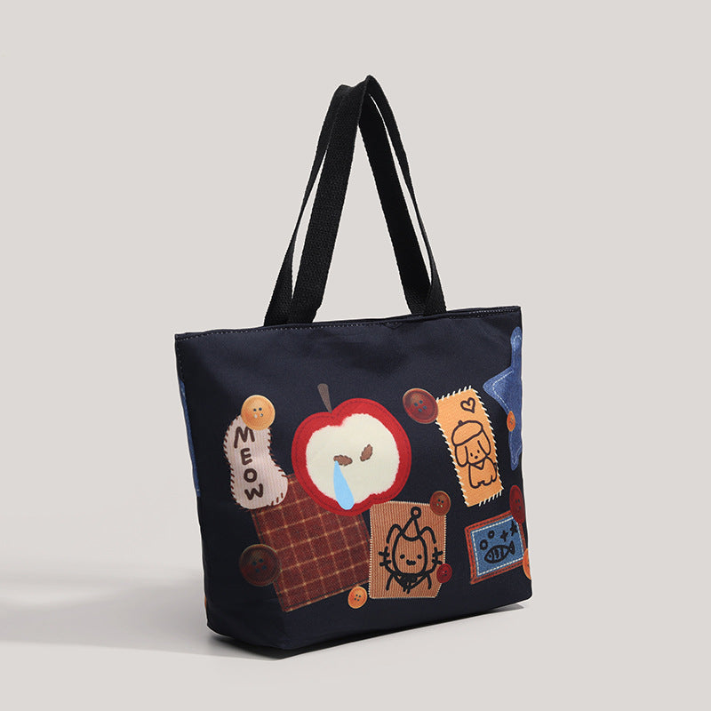 High-Capacity Printed Canvas Tote Bag