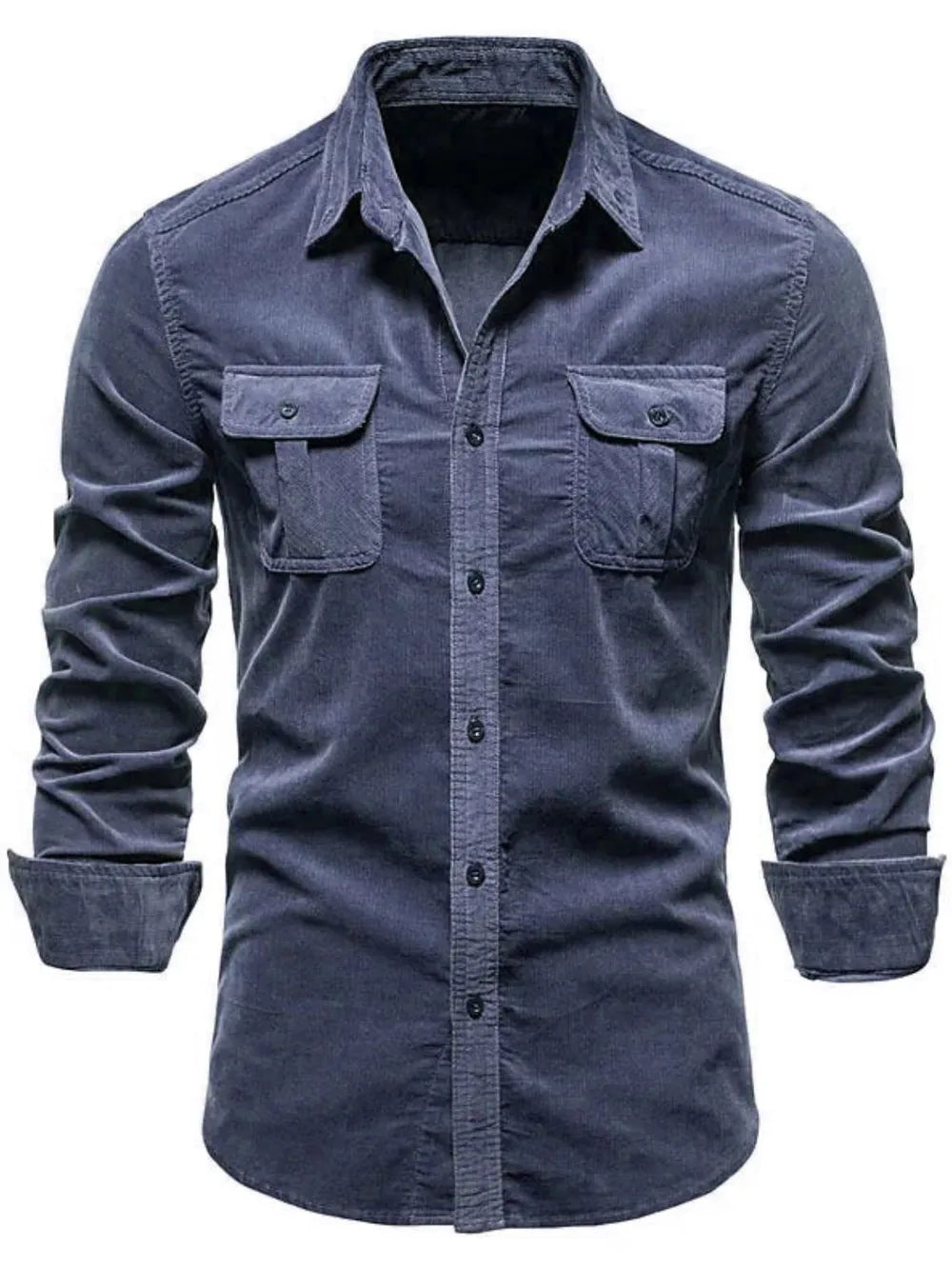 Men's Full Size Collared Neck Button Down Shirt with Chest Pockets Plus Size