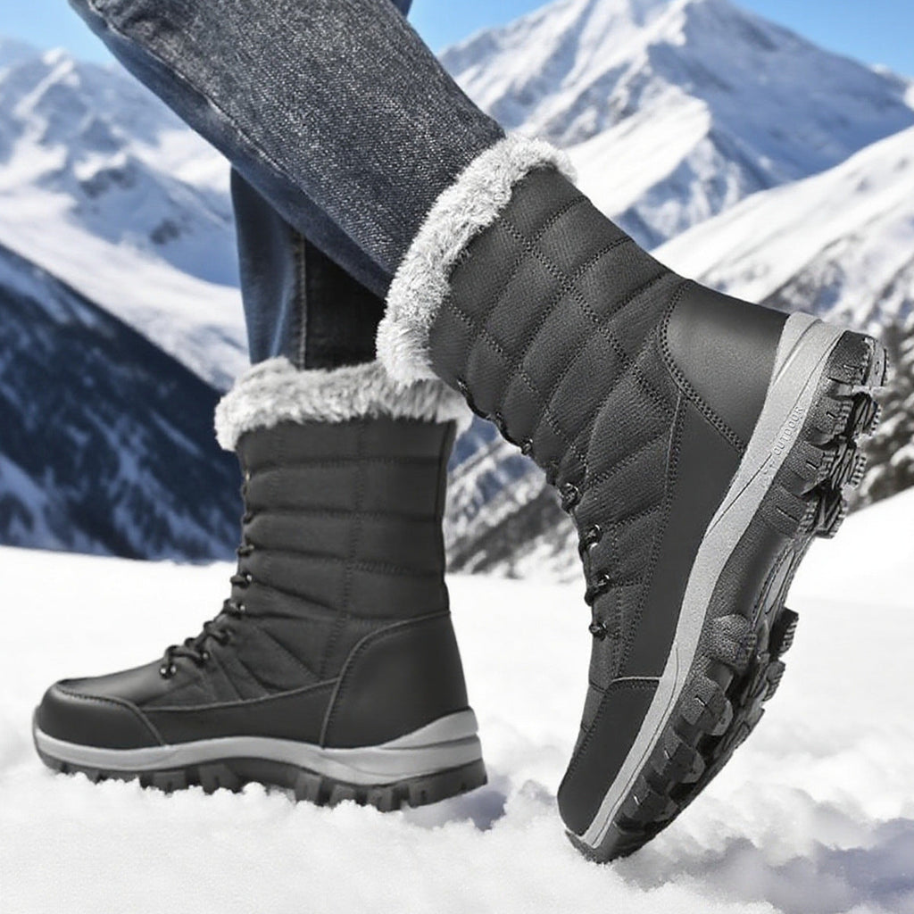 Men's Non-Slip Outdoor Winter Boots | Thickened Extra-Long Plush Lining | Warm Sports Snow Boots