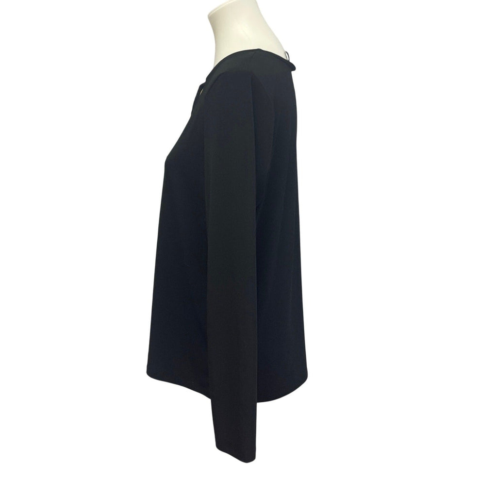 Tahari Womens Large Long Sleeve Flowy Polyester Blend V-Neck Basic Top Blouse
