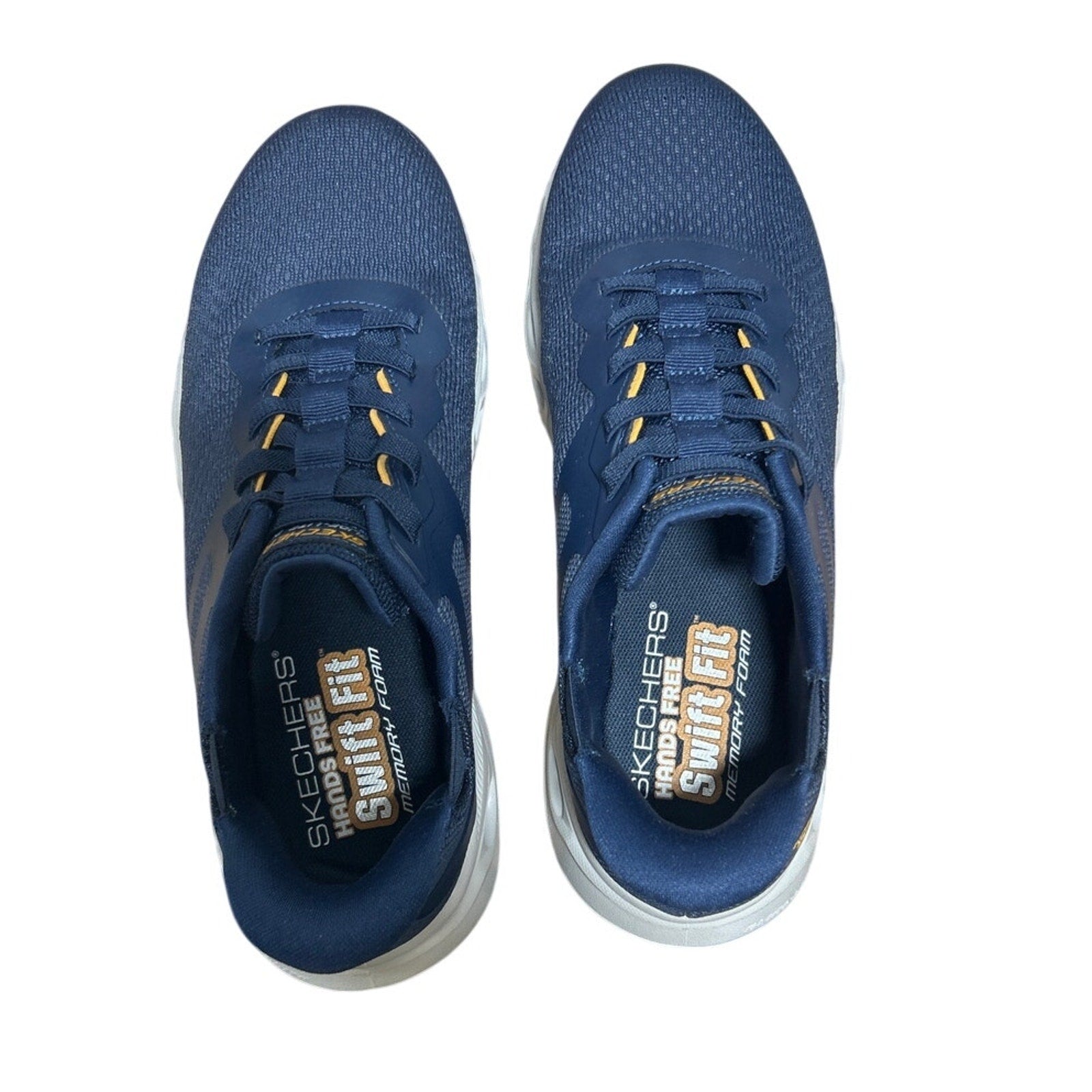 Skechers Men Size 11 Navy Blue Mesh Hands Free Swift Fit Slide On Athletic Shoes