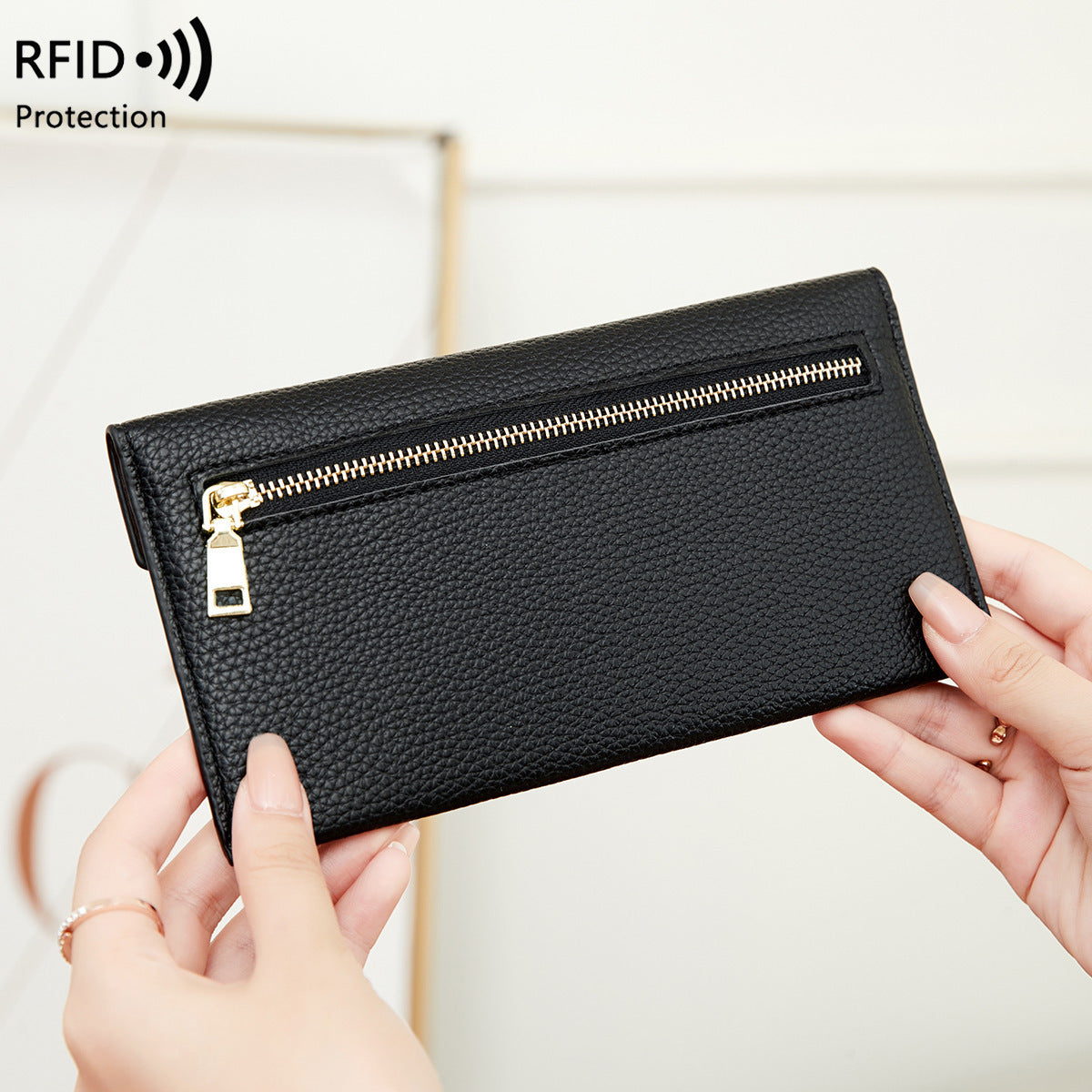 RFID Anti-Theft Women's Wallet - Waterproof Lightweight PU Leather Wallet