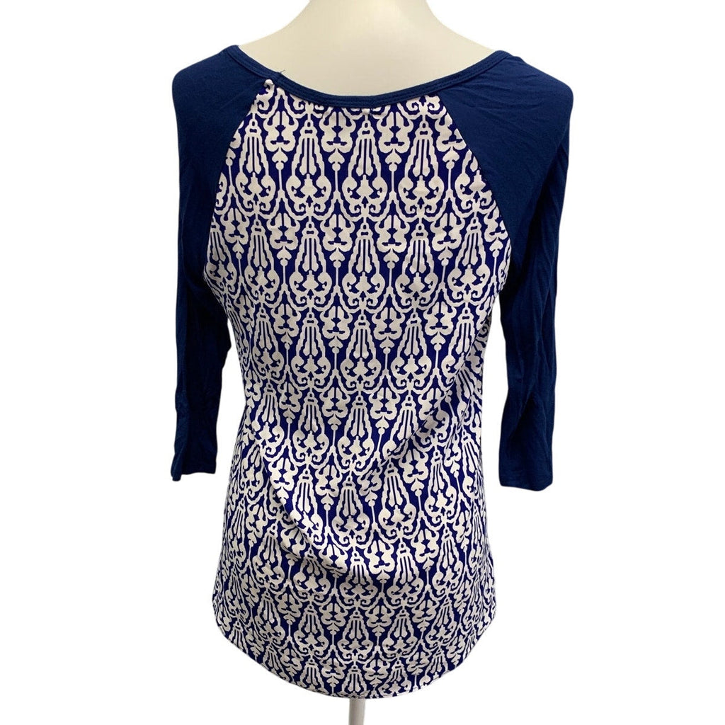 MM MM MM Womens Small Solid Long Sleeve Scrollwork Lightweight PolyBlend Top