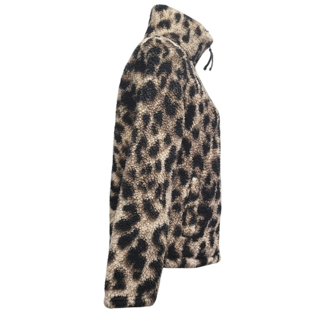 Members Mark Womens Small Polyester Leopard Long Sleeve Full Zip Sherpa Jacket