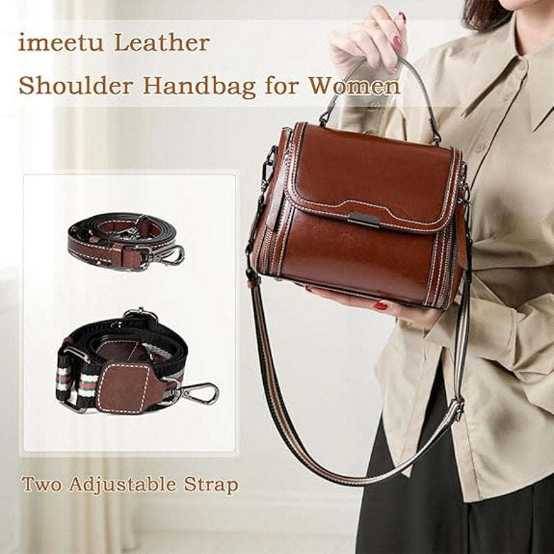 Imeetu Womens Blue Faux Leather Metal Latch Removeable Strap Crossbody Handbag