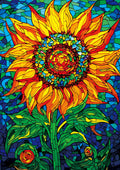 Stained Glass Sunflower-1000 Piece Rectangle Puzzle
