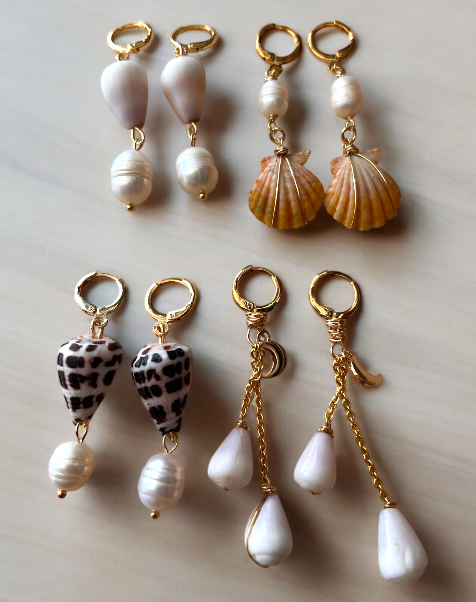 Coco Eve Pearls & Shells Huggies and Earrings