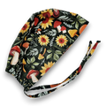 Fall flower Skull tie-back style surgical scrub cap for men by Paradise Caps.