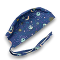 Skelly Moon Skull tie-back style surgical scrub cap for men by Paradise Caps.