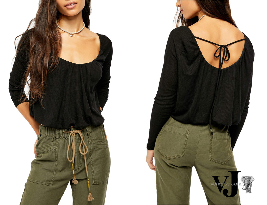 Free People Bondi Thermal Black, Size Large