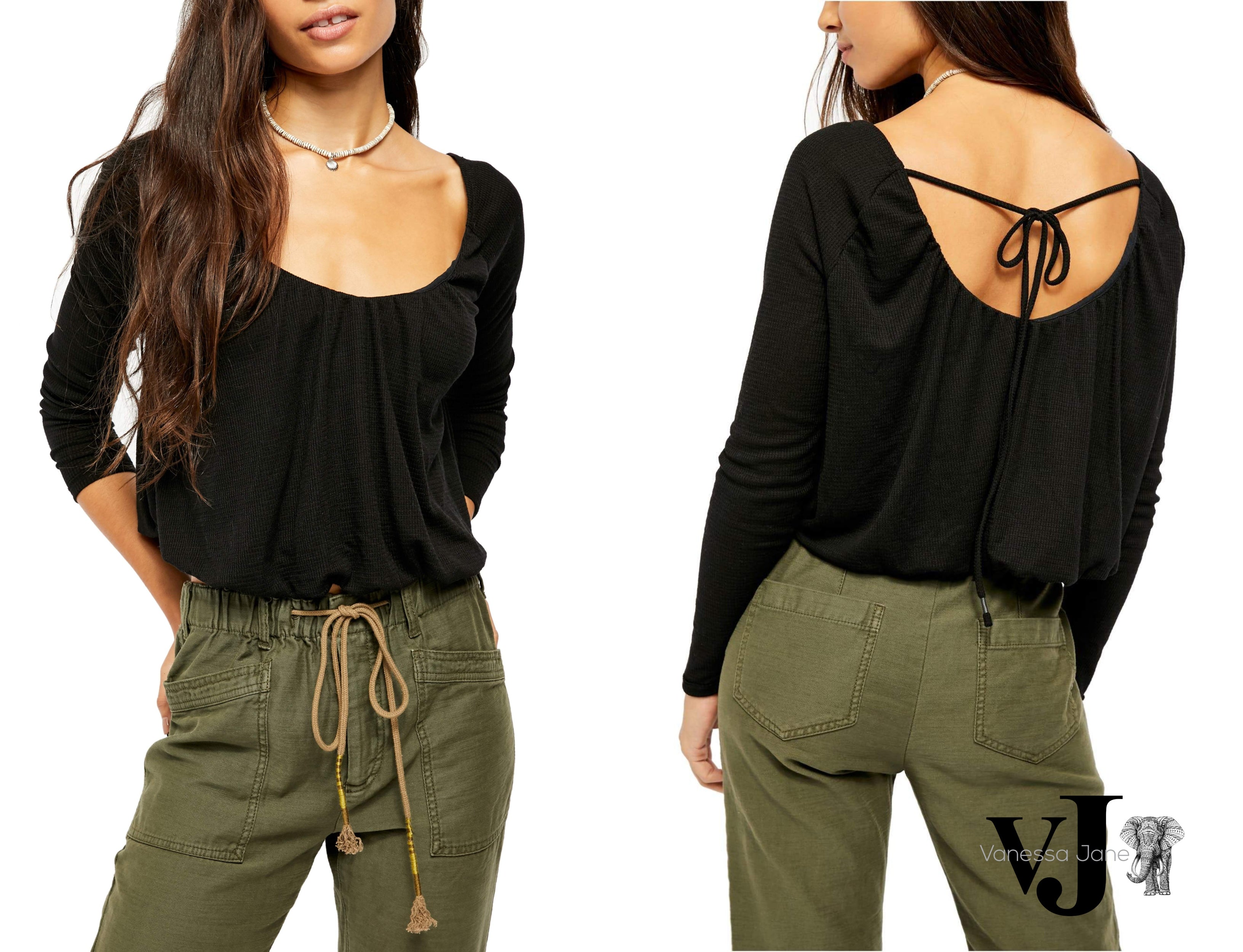 Free People Bondi Thermal Black, Size Large