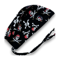 Halloween Men's Scrub Cap. Pirate skull tie-back style surgical cap by Paradise Caps.