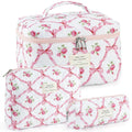 3PCS Quilted Cotton Make Up Bag