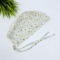 Bee And Daisy Skull tie-back style surgical scrub cap for men by Paradise Caps.