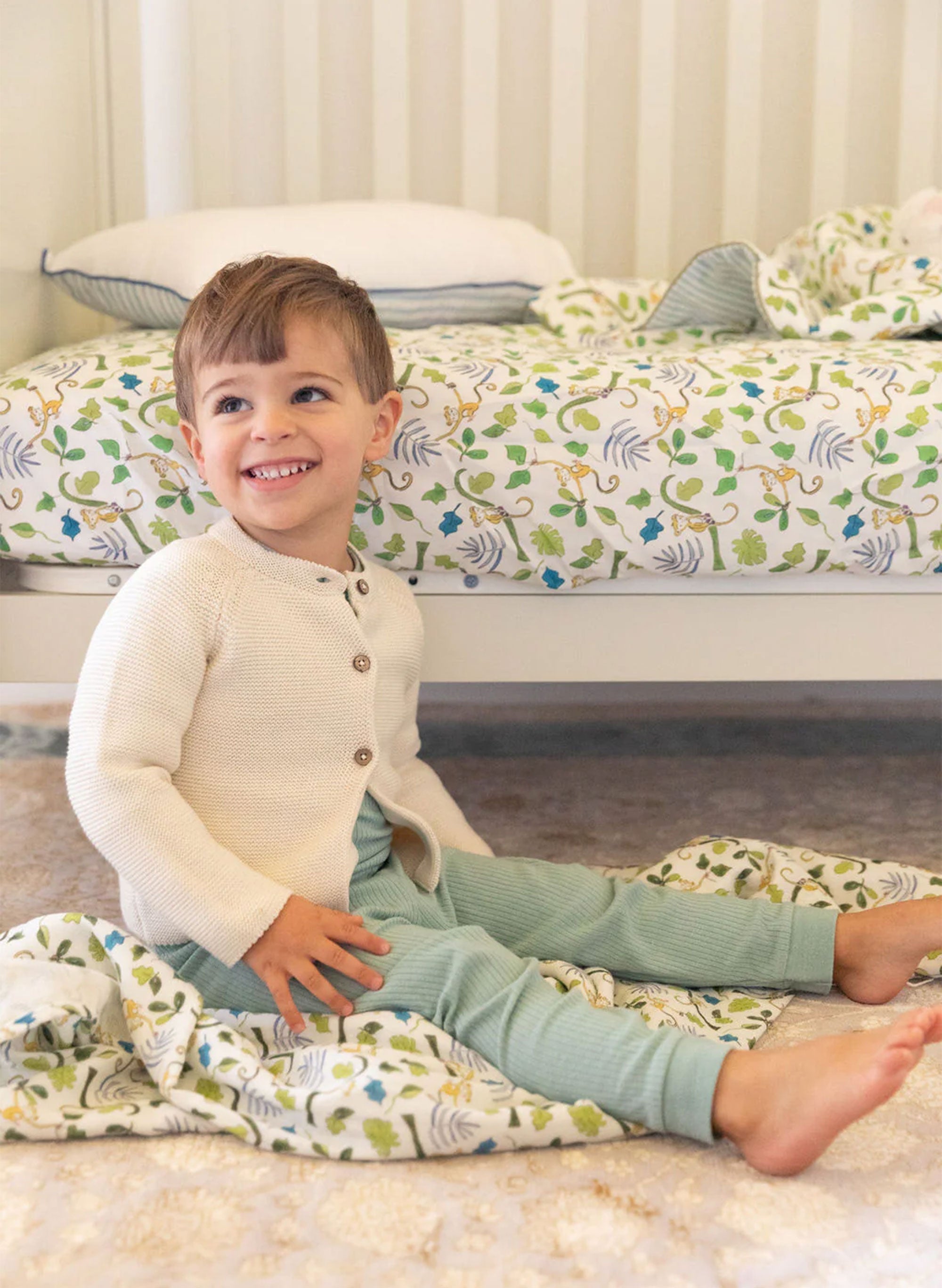 Happy Monkey Crib Sheet
