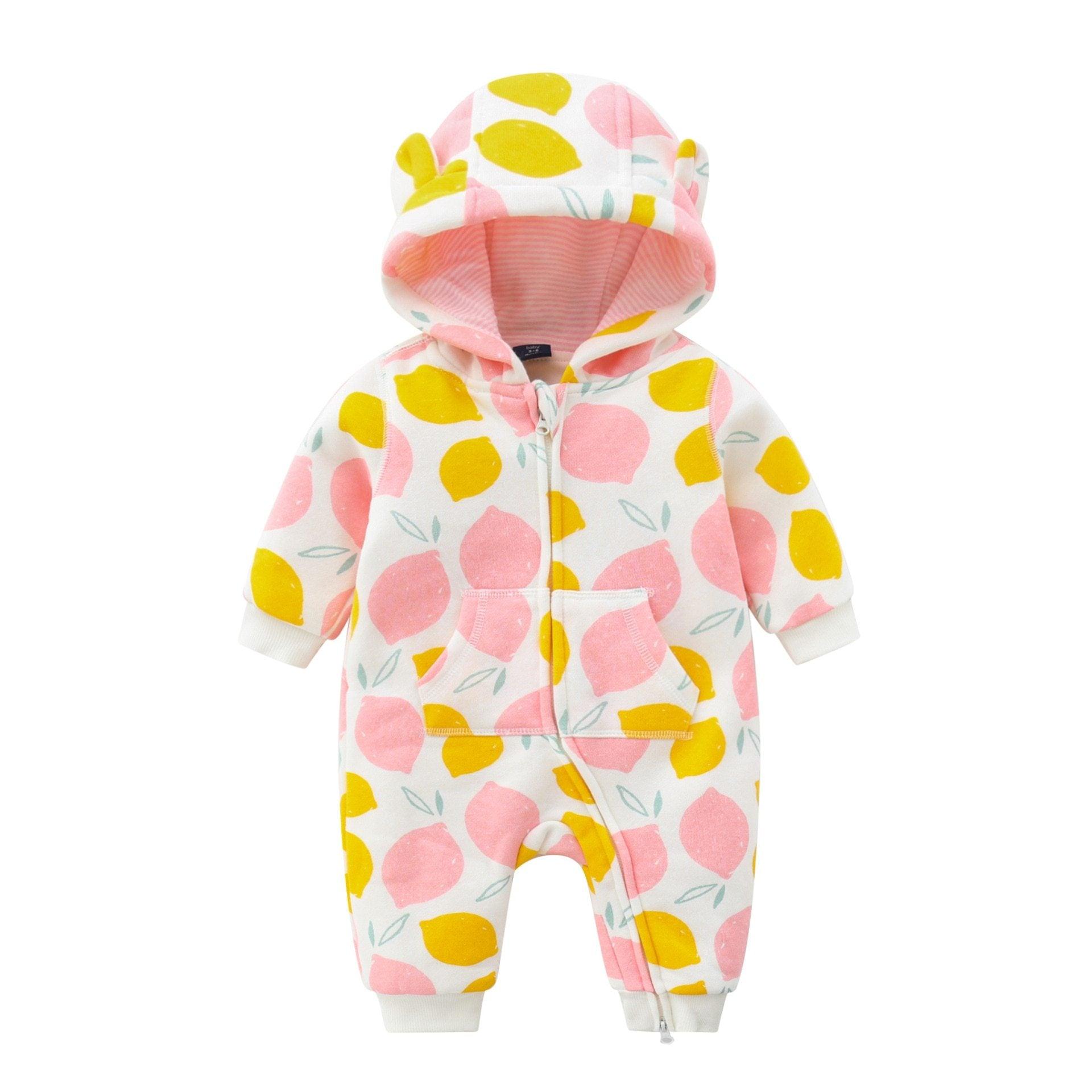 Baby Rompers Long Sleeve Zip Hooded Jumpsuits Playsuits for Toddler Boy/Girl For Autumn and Winter Season