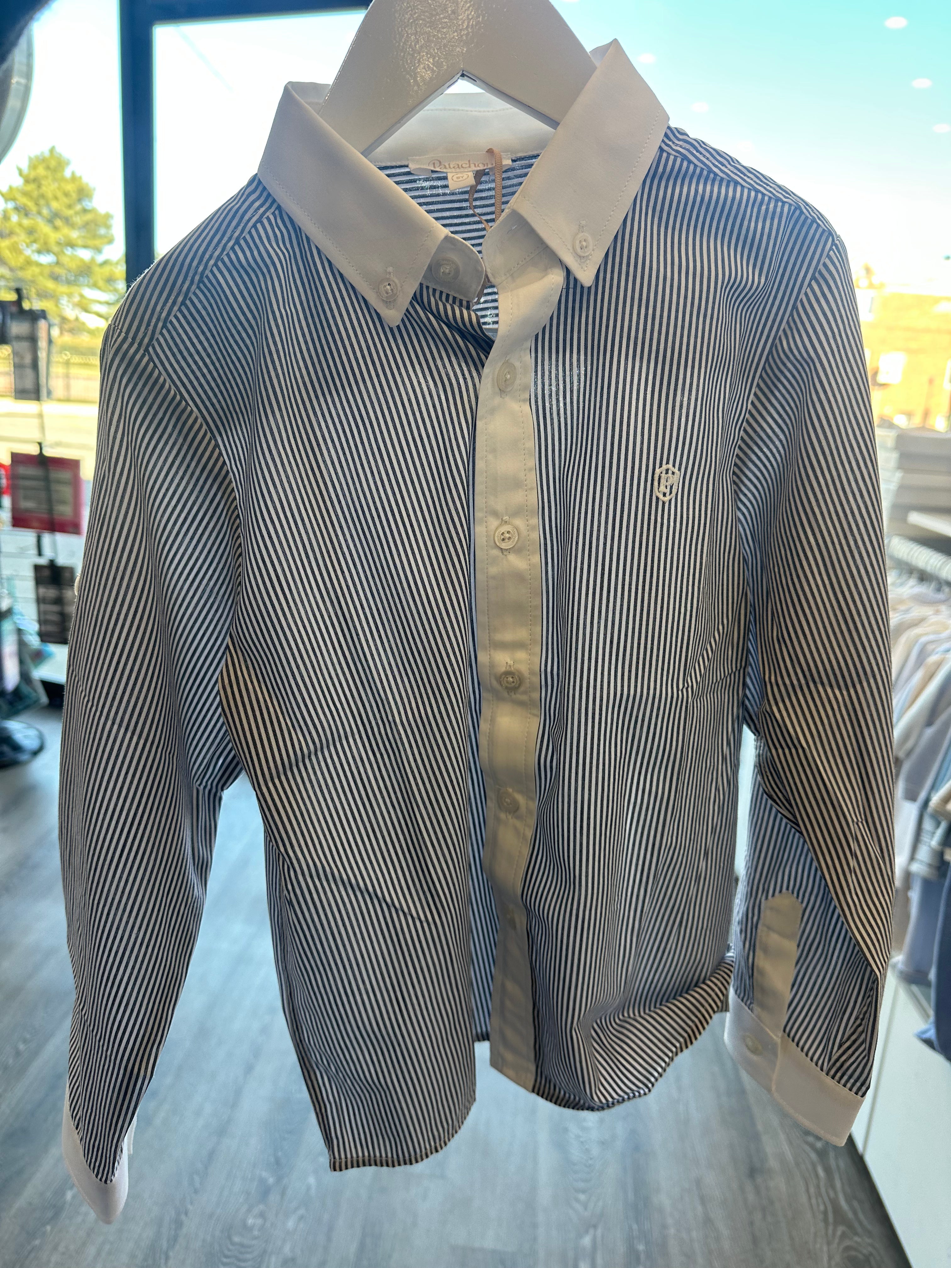 Patachou - Boys Button Up Checkered Shirt, Marine