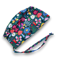 Floral Skull tie-back style surgical scrub cap by Paradise Caps.