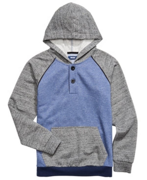 Univibe Big Boys Colorblocked Henley Hoodie, Size Medium