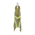 Autumn Winter Slim Fit Low Collar Backless Halter Strap Printing Maxi Dress Elegant Dress