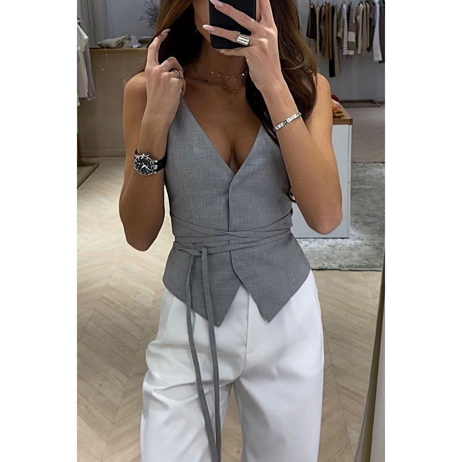 Spring Summer Lace up Casual Women Tops Vacation Loose Multi Color Camisole