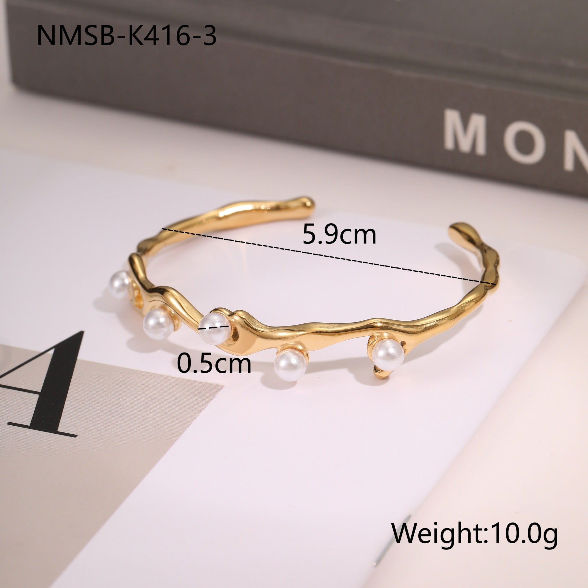 Best Seller Design Stainless Steel Bracelet Opening Bracelet All Match Pearl Titanium Steel Ornament