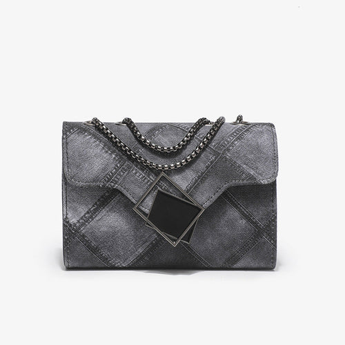 Color Ink Gradient Small Square Bag Personality Rhombus Embossed Chain Messenger Bag